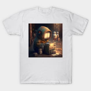 Robotic android playing with radio wall art T-Shirt